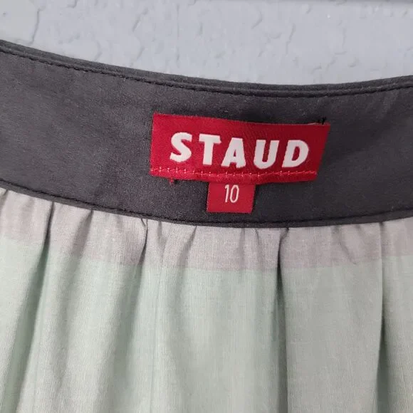 STAUD Skirt Sz 10 Formentera Stripe Sea Midi Cotton Striped Summer - Picture 17 of 17